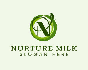 Vegan Leaf Letter N logo design