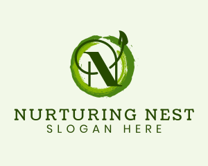 Vegan Leaf Letter N logo design