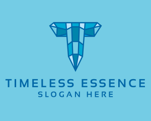 Blue Diamond Letter T logo design