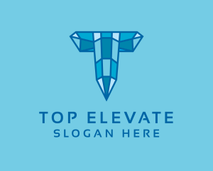 Blue Diamond Letter T logo design