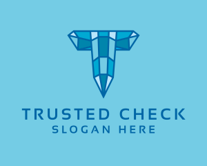 Blue Diamond Letter T logo design