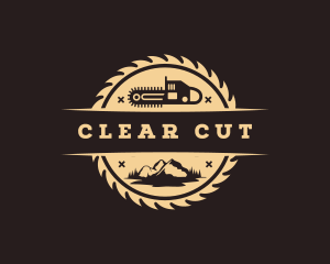 Woodcutting Chainsaw Forest logo design