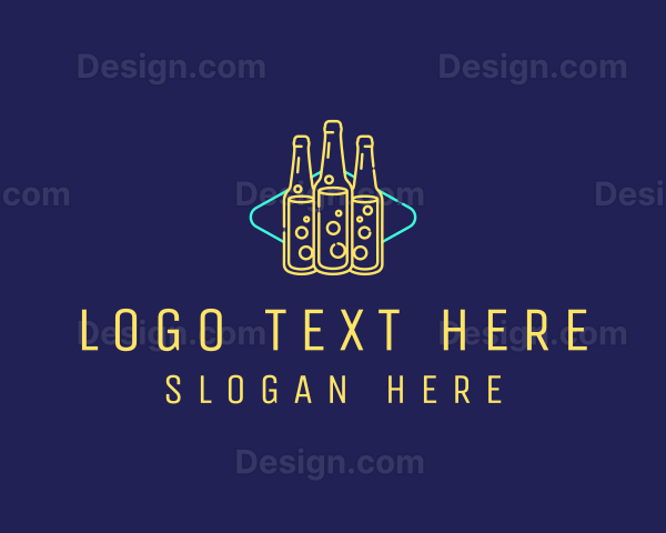 Neon Beer Bar Sign Logo