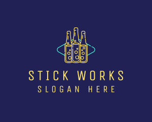 Neon Beer Bar Sign logo design