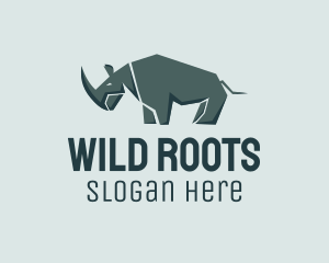 Wild Grey Rhinoceros  logo design