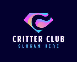 Neon Diamond Letter C logo design