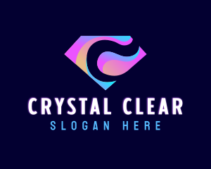 Neon Diamond Letter C logo design