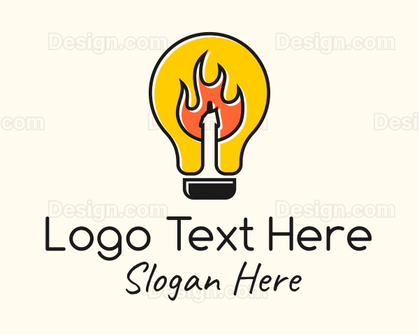 Fire Candle Bulb Lamp Logo