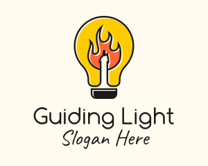 Fire Candle Bulb Lamp logo design