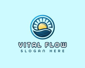 Sunrise Ocean Waves logo design