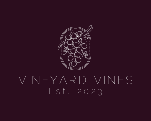 Minimalist Grapes Vineyard logo design