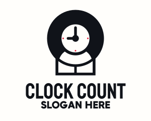 Time Clock Person logo design