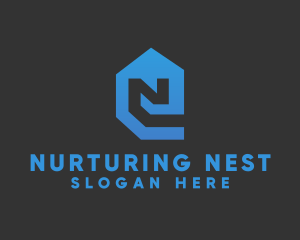 Blue House Letter N  logo design