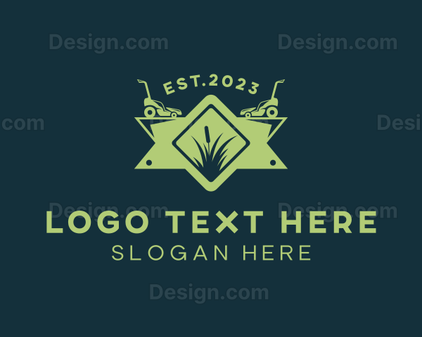 Lawn Mower Grass Cutting Landscaping Logo