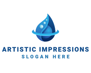 3D Blue Water Drop logo design