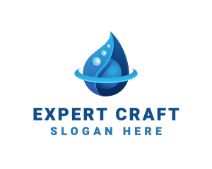 3D Blue Water Drop logo design