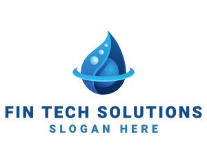 3D Blue Water Drop logo design