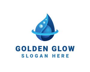 3D Blue Water Drop logo design