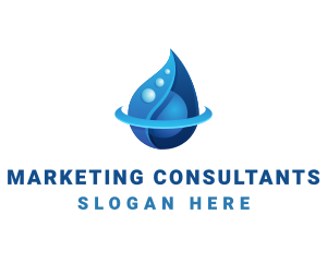 3D Blue Water Drop logo design