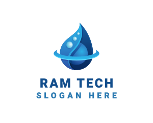 3D Blue Water Drop logo design