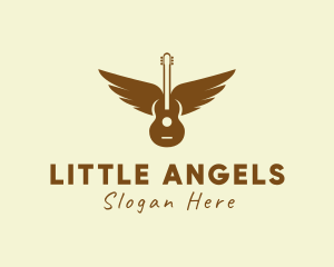 Guitar Music Wings logo design