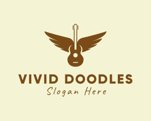 Guitar Music Wings logo design