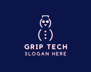 Glitch Snowman Tech logo design