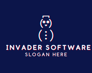 Glitch Snowman Tech logo design