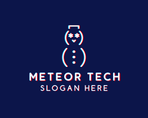 Glitch Snowman Tech logo design