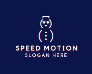 Glitch Snowman Tech logo design