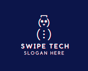 Glitch Snowman Tech logo design