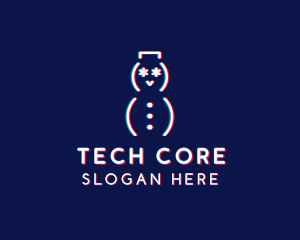 Glitch Snowman Tech logo design