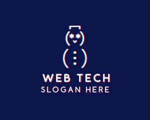 Glitch Snowman Tech logo design