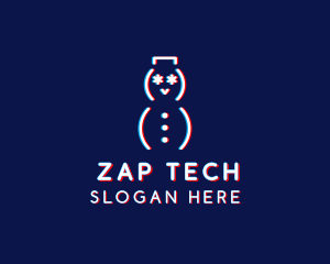 Glitch Snowman Tech logo design