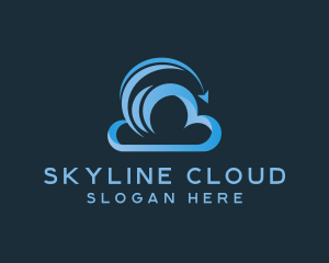 Cloud Transfer Arrow logo design