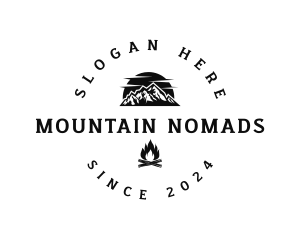 Mountain Camping Fire logo design