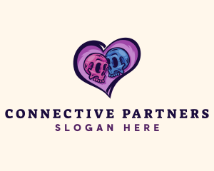 Couple Skull Heart logo