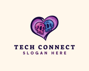 Couple Skull Heart logo