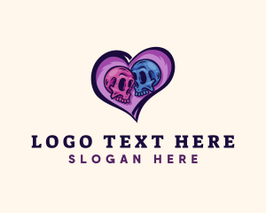 Heart - Couple Skull Heart logo design