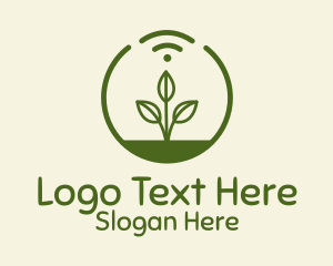 Plant Wifi Signal Badge Logo