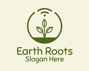 Plant Wifi Signal Badge logo design