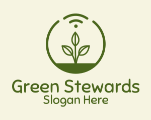 Plant Wifi Signal Badge logo design