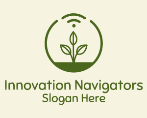 Plant Wifi Signal Badge logo design