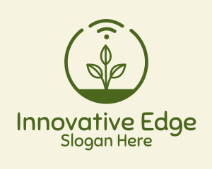 Plant Wifi Signal Badge logo design