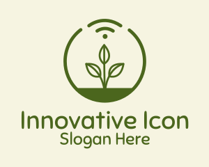 Plant Wifi Signal Badge logo design