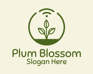 Plant Wifi Signal Badge logo design