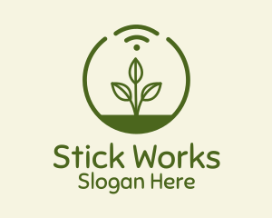 Plant Wifi Signal Badge logo design