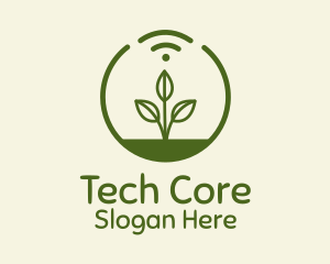 Plant Wifi Signal Badge logo design