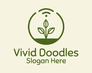 Plant Wifi Signal Badge logo design