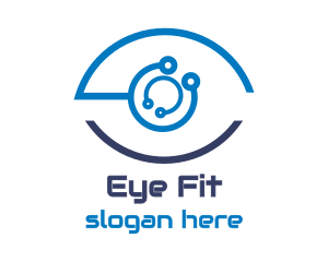 Blue Circuit Eye logo design